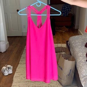 pink chiffon mini dress